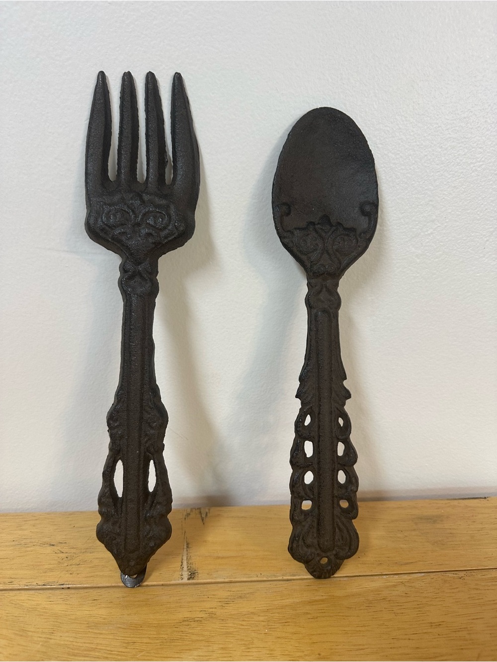 Source Unknown Ornate Cast Iron Fork & Spoon Wall Décor - Black